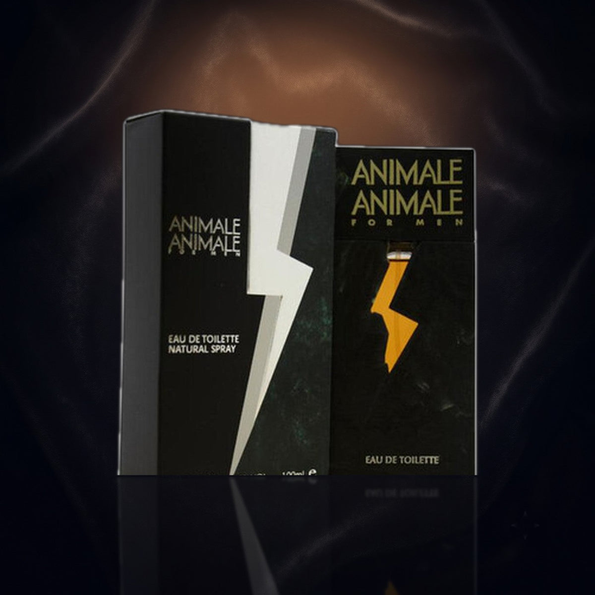 Animale — Animale, frasco y caja (fondo oscuro)
