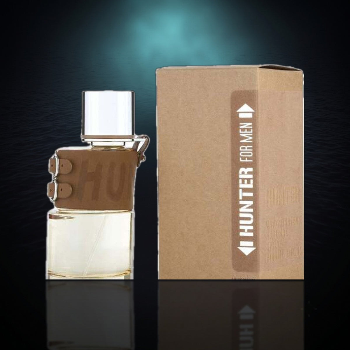 Hunter — Armaf, frasco y caja (fondo oscuro)